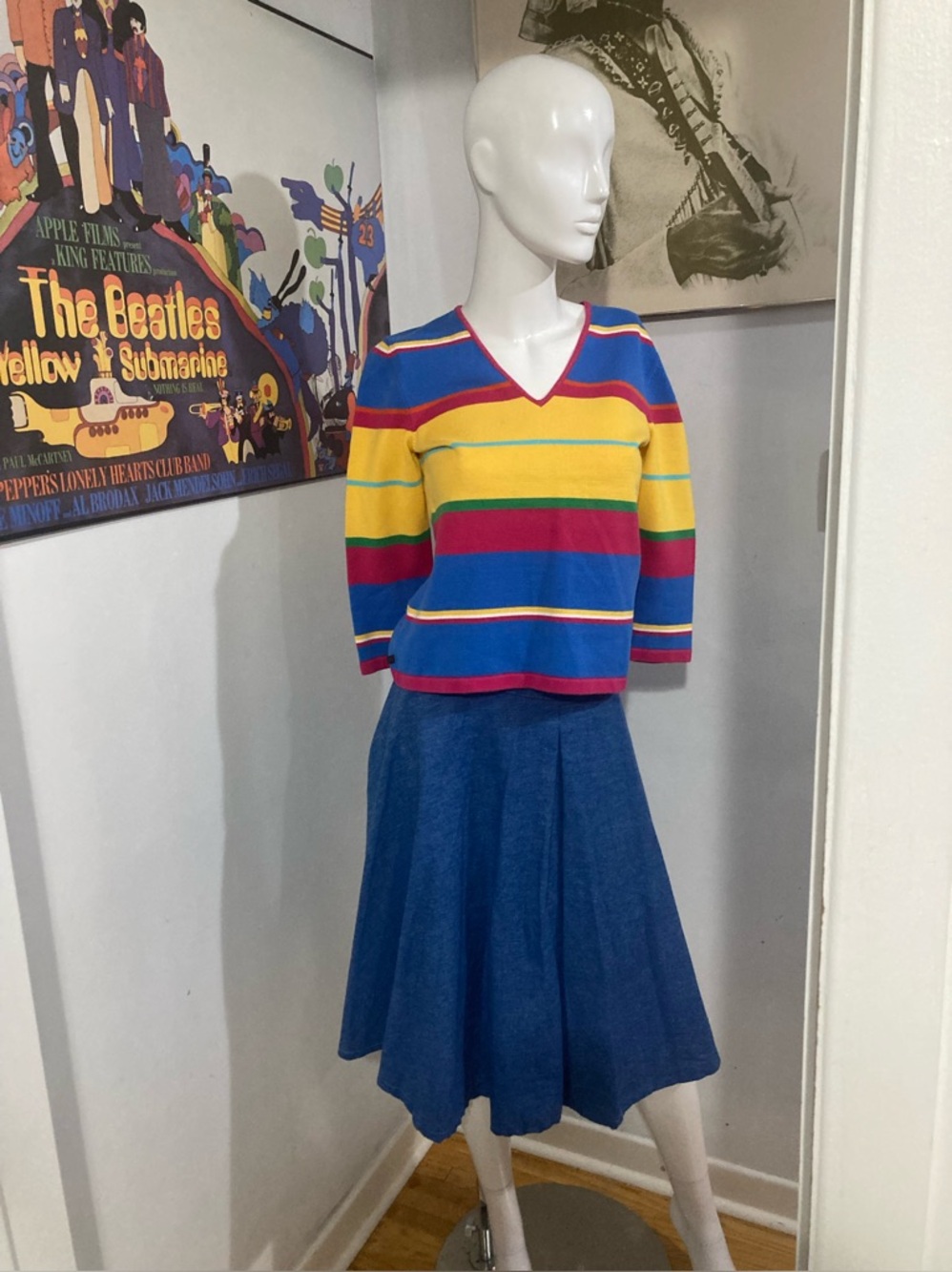 Vintage 90s Ralph Lauren Horizontal Stripe Knit Top - 3/4 Sleeve - Rare - Picture 10 of 16